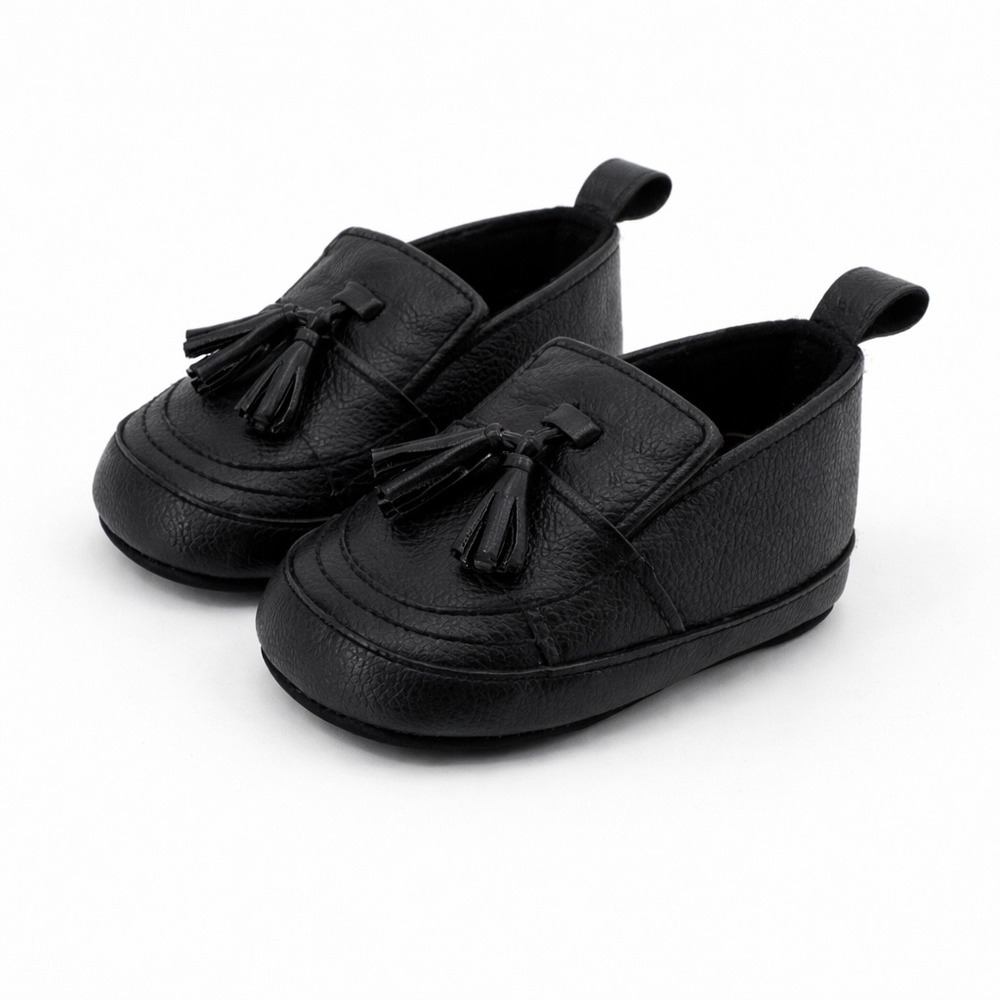 Unbranded Baby Boys Black Tassel Moccasin Loafer Soft Sole Crib Shoes Pre-Walker